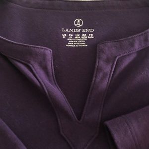 Purple knit tunic with split collar